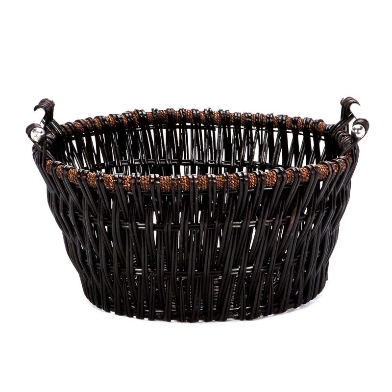 Dark Wicker basket with chrome handles - Image 3